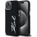 Case Karl Lagerfeld Silicone Metal Script Logo for iPhone 15 black