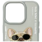 Nimmy case iPhone 15 Pro 6.1" gray Glasses Cool Dog - imagine 3