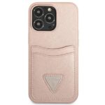 Guess GUHCP13LPSATPP iPhone 13 Pro / 13 6,1" pink hardcase SaffianoTriangle Logo Cardslot - imagine 3