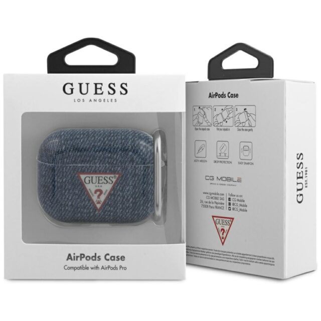 Guess GUACAPTPUJULDB AirPods Pro cover dark blue Jeans Collection - imagine 2