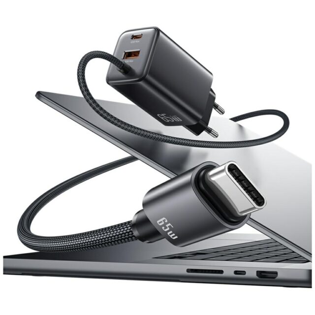 USAMS JC Series CC266 65W GaN Fast Charger 2xUSB-C 1xUSB-A Black - imagine 8