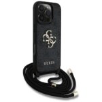 Case Guess 4G Big Logo Cord Stap Crossbody for iPhone 16 Pro black - imagine 3