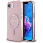 Case Guess IML Glitter Circle MagSafe for iPhone 16e pink
