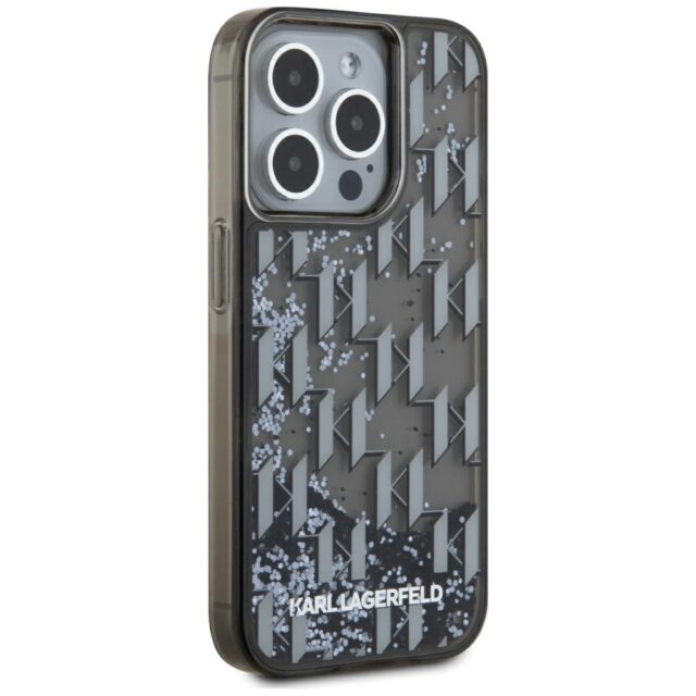 Case Karl Lagerfeld Liquide Glitter Monogram Gradient for iPhone 15 Pro black - imagine 4