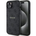 Guess GUHMP14SG4GFRK iPhone 14 / 15 / 13 6.1" black hardcase 4G Collection Leather Metal Logo