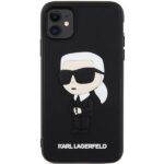 Karl Lagerfeld KLHCN613DRKINK iPhone 11/ Xr 6.1" black hardcase Rubber Ikonik 3D - imagine 3
