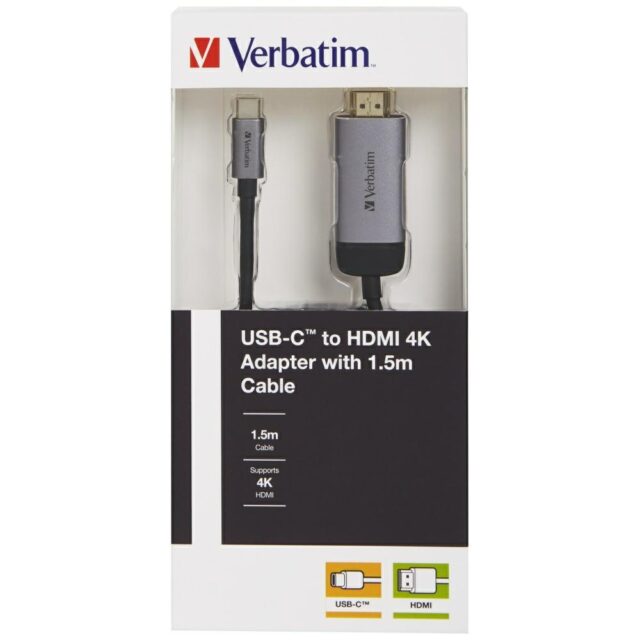 Verbatim Adapter USB-C - HDMI 4K 1.5maluminum 49144 - imagine 5