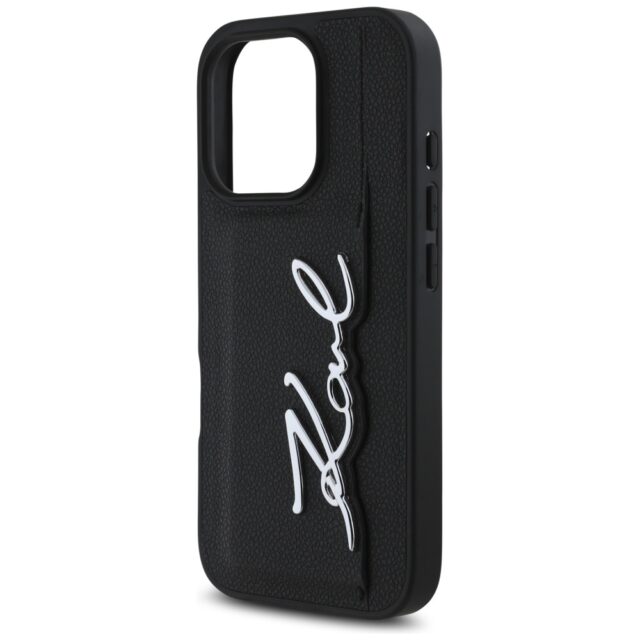 Case Karl Lagerfeld HC Grained PU Cardslot Metal Signature for iPhone 16 Pro black - imagine 6