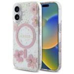 Guess GUHMP16SRBFGFGMP iPhone 16 6.1" pink hardcase Resin Flower Glitter MagSafe