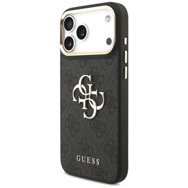 Case Guess 4G Big 4G Classic Logo Big Strap Metal Buttons for iPhone 17 Pro Max black - imagine 2