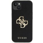 Guess GUHCP15SPSP4LGK iPhone 15 / 14 / 13 6.1" black hardcase Leather Perforated 4G Glitter Lo - imagine 3