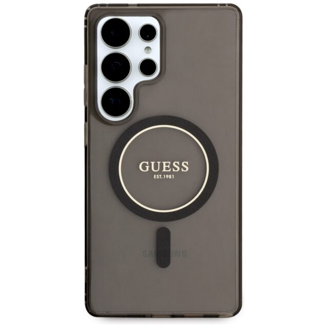 Case Guess Glitter Circle Classic Logo MagSafe for Samsung Galaxy S25 Ultra black - imagine 3
