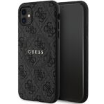 Guess GUHMN61G4GFRK iPhone 11 6.1" / Xr black hardcase 4G Collection Leather Metal Logo MagSaf