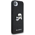 Case Karl Lagerfeld Fixed Glitter Karl&Choupette Heads Metal Pin for iPhone 16e black - imagine 4