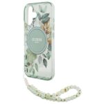 Guess GUHMP16MHFWBRCESN iPhone 16 Plus 6.7" green hardcase IML Flowers With Pearl Strap MagSa - imagine 5