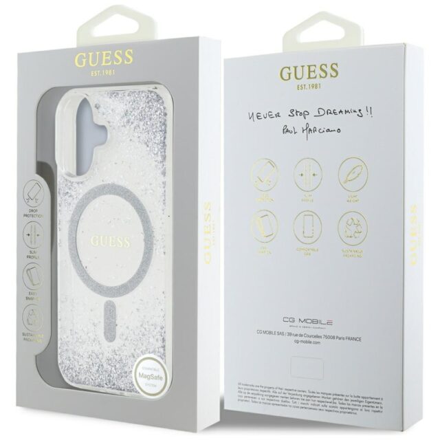 Case Guess HC Resin Bottom Glitter for iPhone 16 MagSafe silver - imagine 8