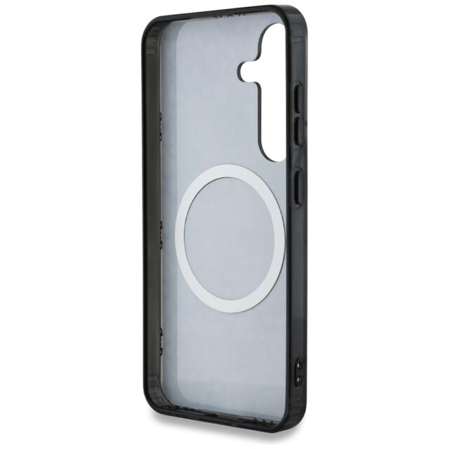 Case Guess 4G Background Gold Electroplated Peony Pattern MagSafe for Samsung Galaxy S25 black - imagine 7