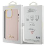 Guess GUHCP15XSMBSLP iPhone 15 Pro Max 6.7" pink hardcase Silicone Script Metal Logo & Frame - imagine 8