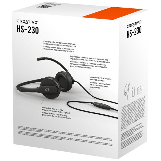 Creative HS-230 Wired Headphones with USB Microphone Black - imagine 8