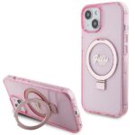 Guess GUHMP15MHRSGSP iPhone 15 Plus / 14 Plus 6.7" pink hardcase Ring Stand Script Glitter Mag