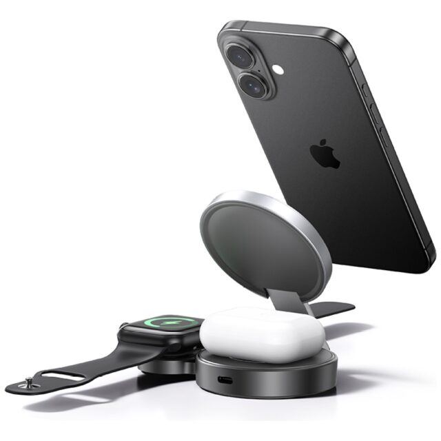 USAMS Foldable 3-in-1 15W Inductive Charge for Phone/Apple Watch/headphones CD234WXC01 (US-CD234) - imagine 4