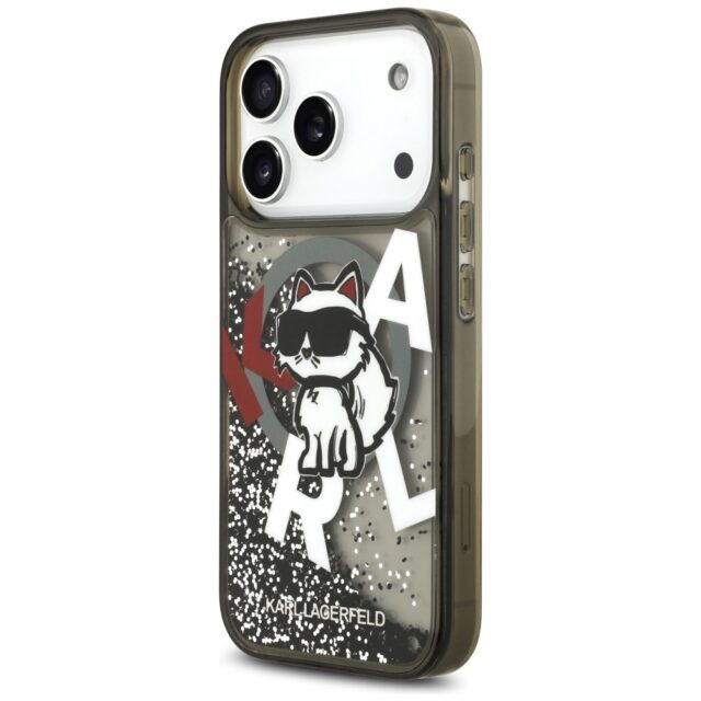 Karl Lagerfeld Liquid Glitter Choupette Logo MagSafe Case for iPhone 17 Pro Black - imagine 2