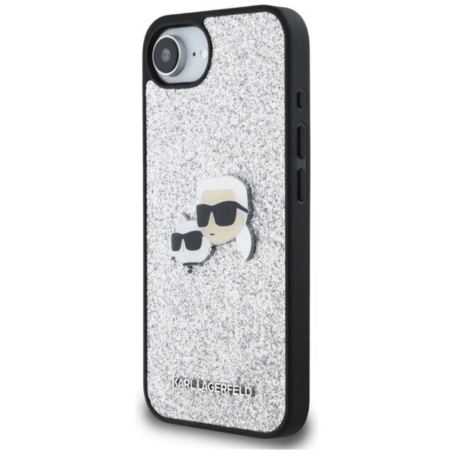 Case Karl Lagerfeld Fixed Glitter Ikonik Metal Pin for iPhone 16e silver - imagine 2