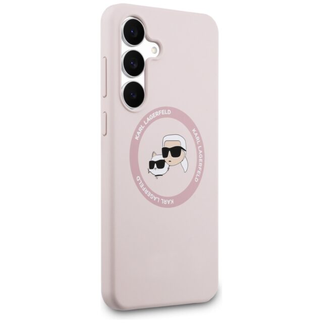Case Karl Lagerfeld Silicone Karl&Choupette Heads MagSafe for Samsung Galaxy S25 FE pink - imagine 4