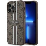 Guess GUHMP15XP4RPSW iPhone 15 Pro Max 6.7" brown hardcase 4G Printed Stripes MagSafe