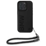 BMW BMHCP16L23RMRLK iPhone 16 Pro 6.3" black hardcase Signature Leather Wordmark Cord - imagine 2