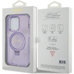 Guess GUHMP15LHRSGSU iPhone 15 Pro 6.1" purple hardcase Ring Stand Script Glitter MagSafe - imagine 8