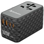 Verbatim Travel Adapter EU/UK/US GaN 2xUSB-A/2xUSB-C PD 100W UTA-06 black 32121