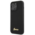 Guess GUHMP13XLSLMGBK iPhone 13 Pro Max 6,7" black hardcase Silicone Script Gold Logo MagSafe - imagine 3