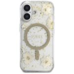 Case Guess Resin Flowers Glitter MagSafe for iPhone 16 beige - imagine 3