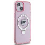 Karl Lagerfeld KLHMP15SHMRSCHP iPhone 15/ 14 / 13 6.1" pink hardcase Ring Stand Choupette Head - imagine 4