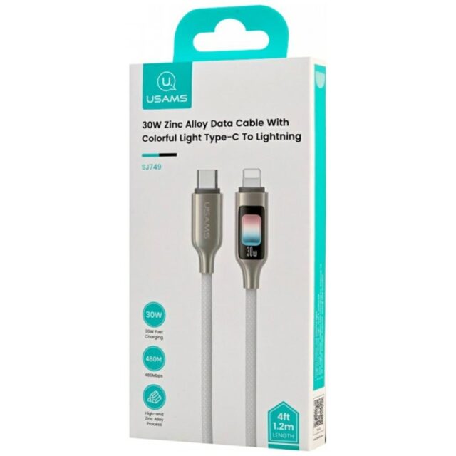 USAMS TC Series SJ749 30W USB-C to Lightning cable 1.2 m titanium - imagine 4