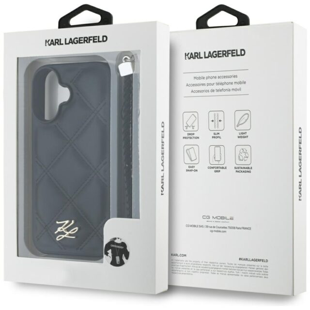 Case Karl Lagerfeld Quilted Initial Logo & Chain Strap for iPhone 16 black - imagine 7