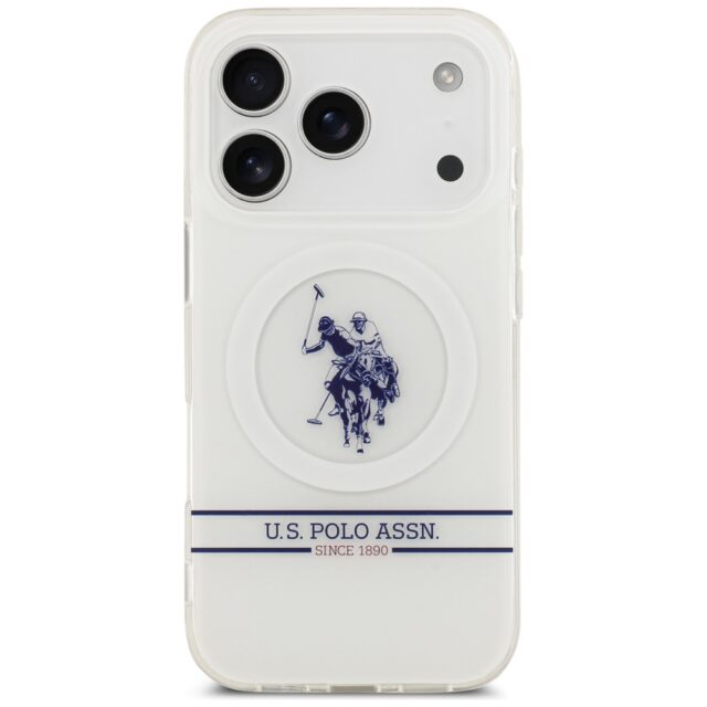 US Polo DH and Bottom Stripe Logo MagSafe Case for iPhone 17 Pro White - imagine 3