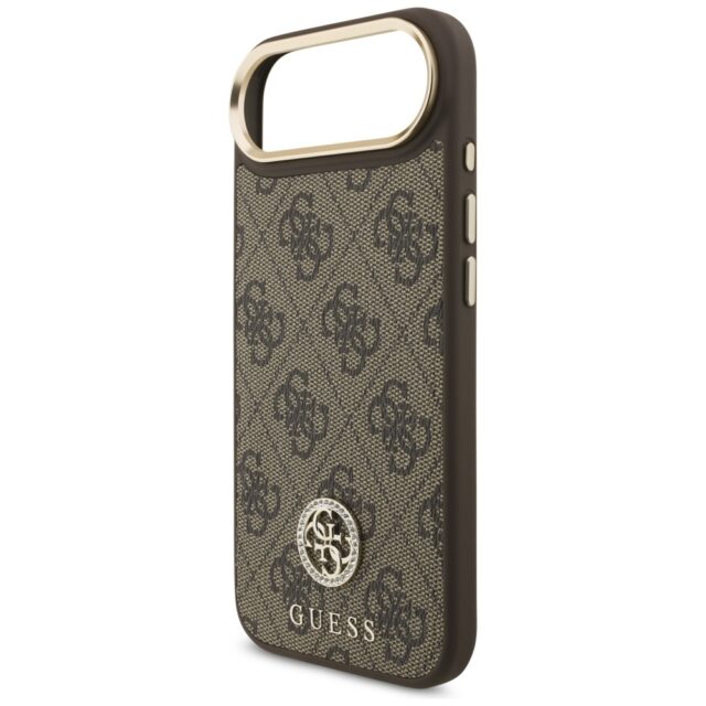 Guess 4G Strass Logo & Big Strap Metal Buttons MagSafe Case for iPhone Air Brown - imagine 6
