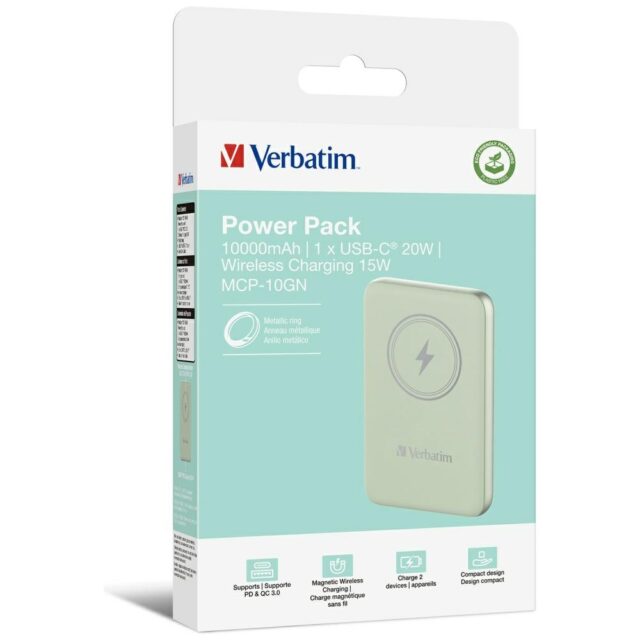 Verbatim Wireless Magnetic Power Bank `n` Go 15W 10000mAh green 32246 - imagine 6