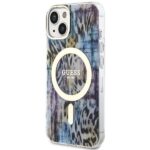 Guess GUHMP14SHLEOPWB iPhone 14 / 15 / 13 6.1" blue hardcase Leopard MagSafe - imagine 2