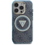 Case Guess IML Metal Glitter 4G Circle Triangle MagSafe for iPhone 16 Pro blue - imagine 3