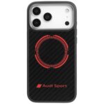 Case Audi RSQ Carbon Fiber Sport Red Circle MagSafe for iPhone 17 Pro Max black