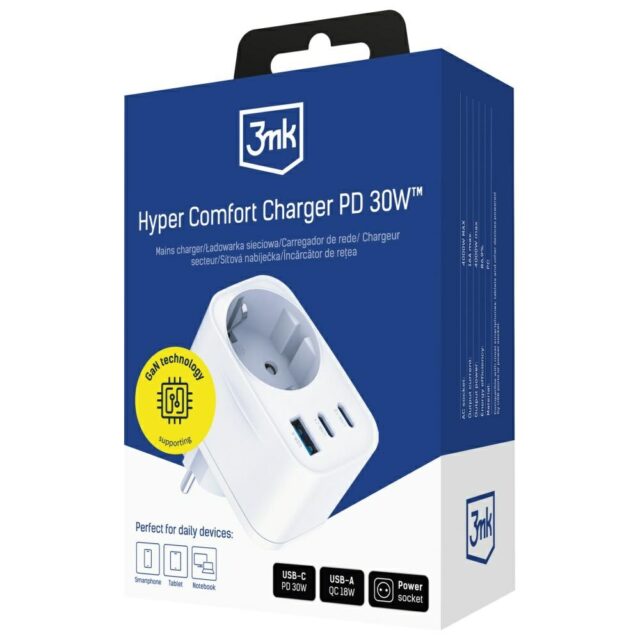 Adapter 3MK Hyper Comfort Charger 30W 1xUSB-A 2xUSB-C 1xSchuko PD QC3.0 white - imagine 10