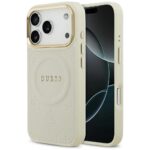 Case Guess Peony Hot Stamp MagSafe for iPhone 17 Pro beige