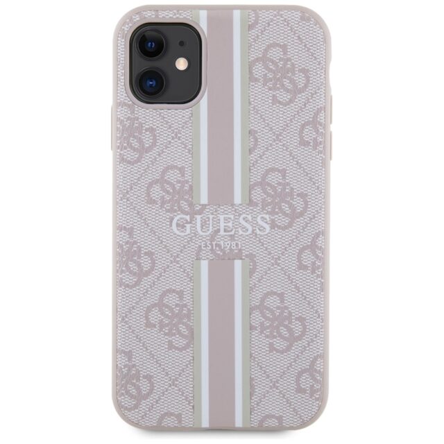 Guess GUHMN61P4RPSP iPhone 11 / Xr pink hardcase 4G Printed Stripes MagSafe - imagine 3