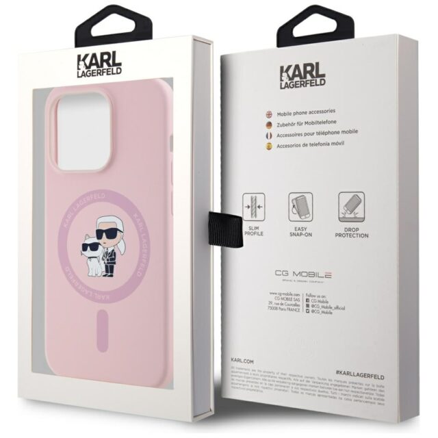 Case Karl Lagerfeld Silicone Karl&Choupette MagSafe for iPhone 14 Pro Max pink - imagine 8