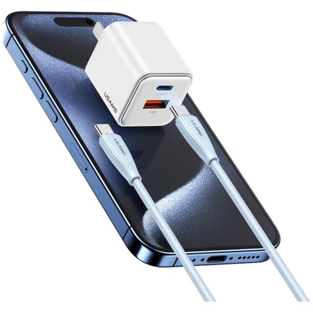 Cable USAMS Green Series SJ716 60W USB-C to USB-C 1m blue - imagine 6