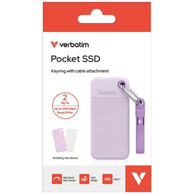 External Drive Verbatim Pocket SSD 2TB USB-C 3.2 gen.2 white-purple 32323 - imagine 8