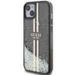 Guess GUHCP15SLFCSEGK iPhone 15 / 14 /13 6.1" black hardcase Liquid Glitter Gold Stripes - imagine 2